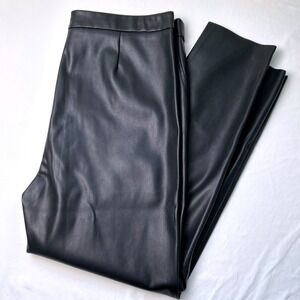 ZARA Black Faux Leather High Rise Skinny Leg Pants Women Size XXL Streetwear